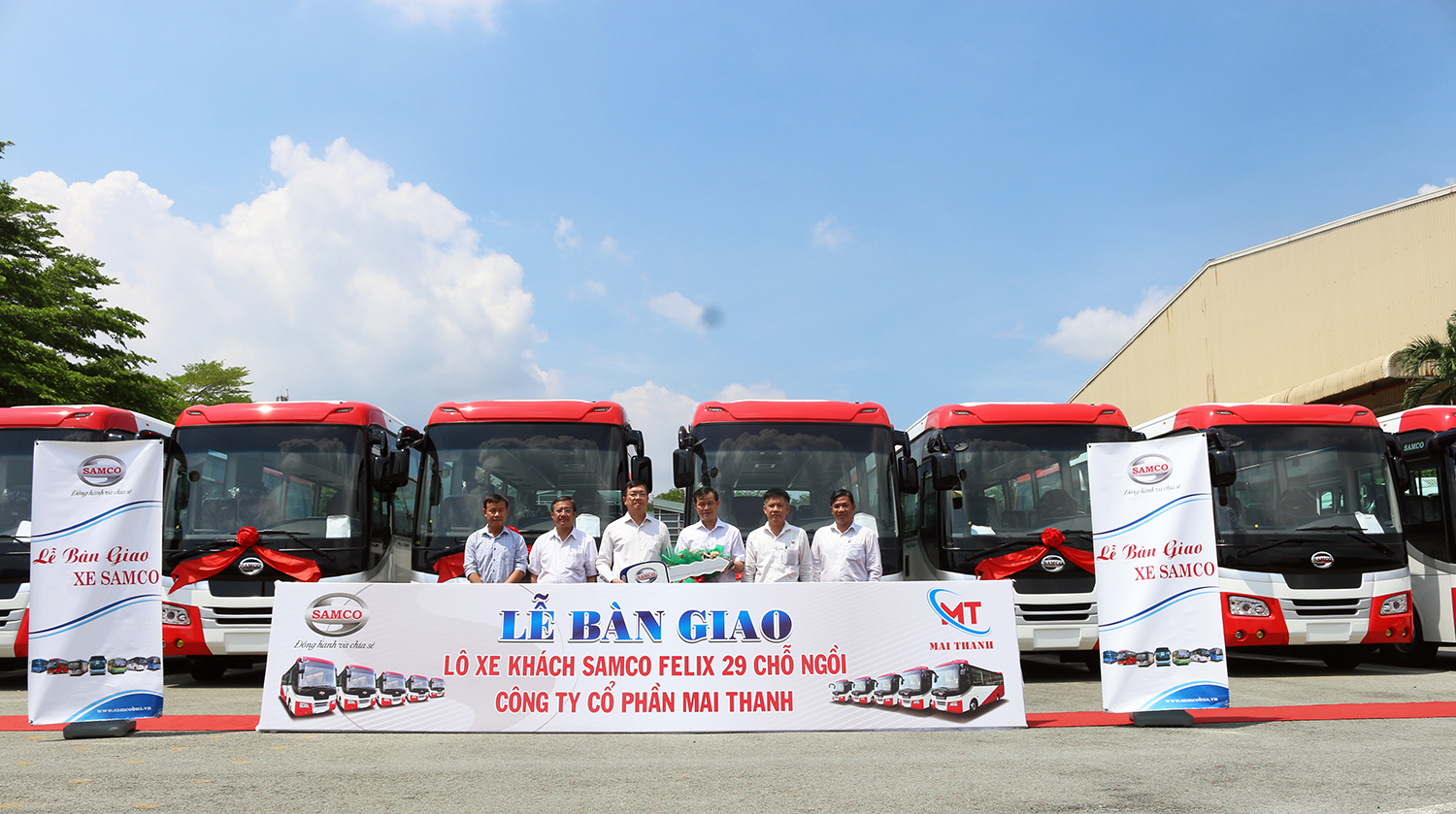 BÀN GIAO LÔ XE KHÁCH SAMCO FELIX 29 CHỖ NGỒI CHO CÔNG TY CỔ PHẦN MAI THANH